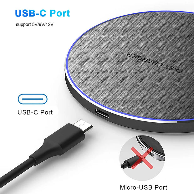 Fast Wireless Charging Pad for iPhone & Samsung Devices